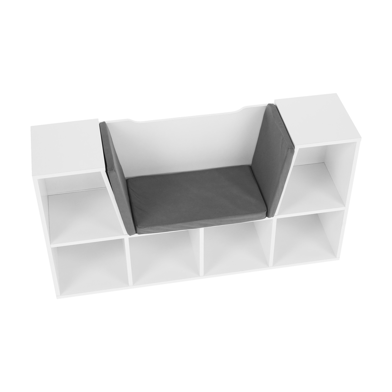 Casa si Gradina - Mobilier - Mobilier copii - Mobilier camera copiilor - Biblioteca pentru copii cu scaune, alb/gri, FERIA - Infinity.ro