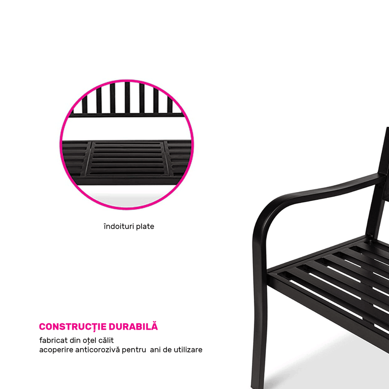 Casa si Gradina - Gradina si terasa - Mobilier exterior - Bancute de gradina - Banca de gradina cu masa, neagra, DAGNO - Infinity.ro