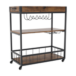 Casa si Gradina - Mobilier - Comode si corpuri - Corpuri bucatarie - Carucior de servire, stejar smoke / negru, SILVIUS - Infinity.ro