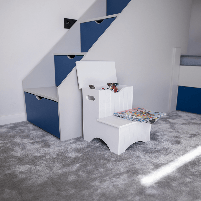 Casa si Gradina - Mobilier - Mobilier copii - Mobilier camera copiilor - Scari pentru copii cu spatiu de depozitare, alb, HURLEY - Infinity.ro