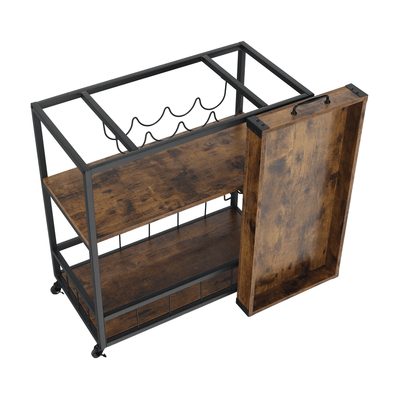 Casa si Gradina - Mobilier - Comode si corpuri - Corpuri bucatarie - Carucior de servire, stejar smoke / negru, SILVIUS - Infinity.ro