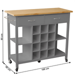Casa si Gradina - Mobilier - Comode si corpuri - Corpuri bucatarie - Carucior de servire cu suport pentru sticle, gri inchis / natural, DILIA - Infinity.ro