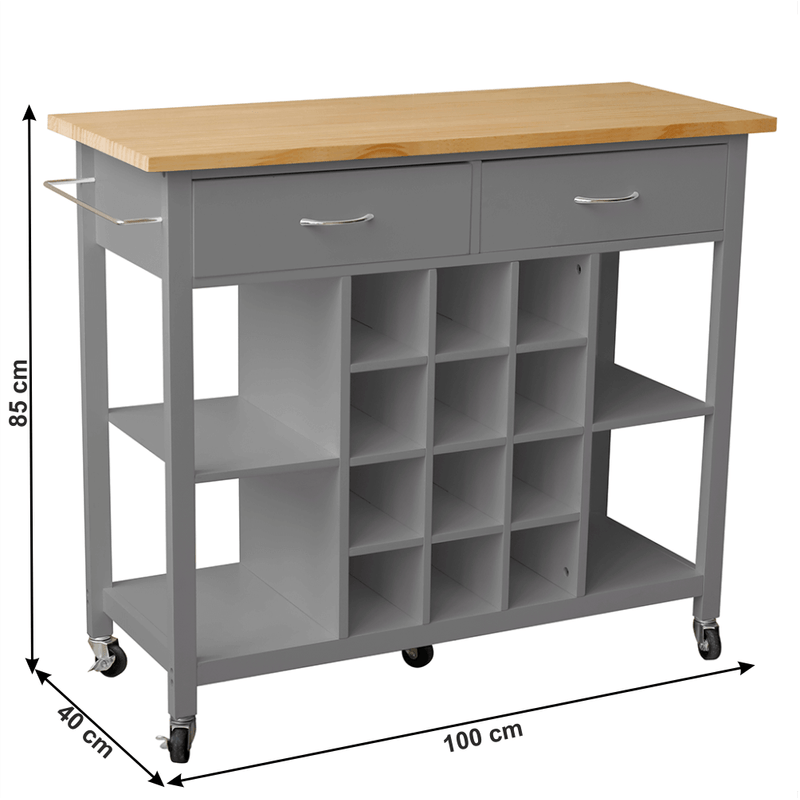 Casa si Gradina - Mobilier - Comode si corpuri - Corpuri bucatarie - Carucior de servire cu suport pentru sticle, gri inchis / natural, DILIA - Infinity.ro