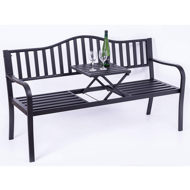 Casa si Gradina - Gradina si terasa - Mobilier exterior - Bancute de gradina - Banca de gradina cu masa, neagra, DAGNO - Infinity.ro