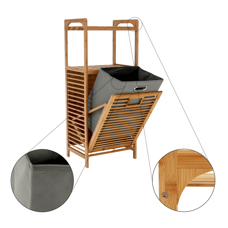Casa si Gradina - Mobilier - Organizare si depozitare - Cutii depozitare - Cos de rufe, bambus natural/gri, KERI NEW - Infinity.ro