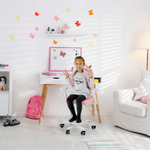 Casa si Gradina - Mobilier - Scaune si fotolii - Scaune - Scaun reglabil cu suport pentru picioare si curele, roz/alb, ANAIS - Infinity.ro