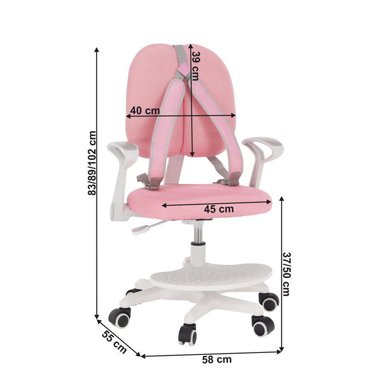 Casa si Gradina - Mobilier - Scaune si fotolii - Scaune - Scaun reglabil cu suport pentru picioare si curele, roz/alb, ANAIS - Infinity.ro