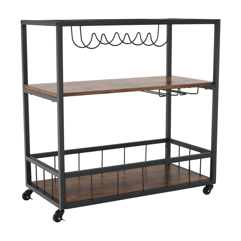Casa si Gradina - Mobilier - Comode si corpuri - Corpuri bucatarie - Carucior de servire, stejar smoke / negru, SILVIUS - Infinity.ro