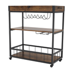 Casa si Gradina - Mobilier - Comode si corpuri - Corpuri bucatarie - Carucior de servire, stejar smoke / negru, SILVIUS - Infinity.ro