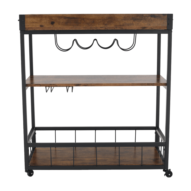 Casa si Gradina - Mobilier - Comode si corpuri - Corpuri bucatarie - Carucior de servire, stejar smoke / negru, SILVIUS - Infinity.ro