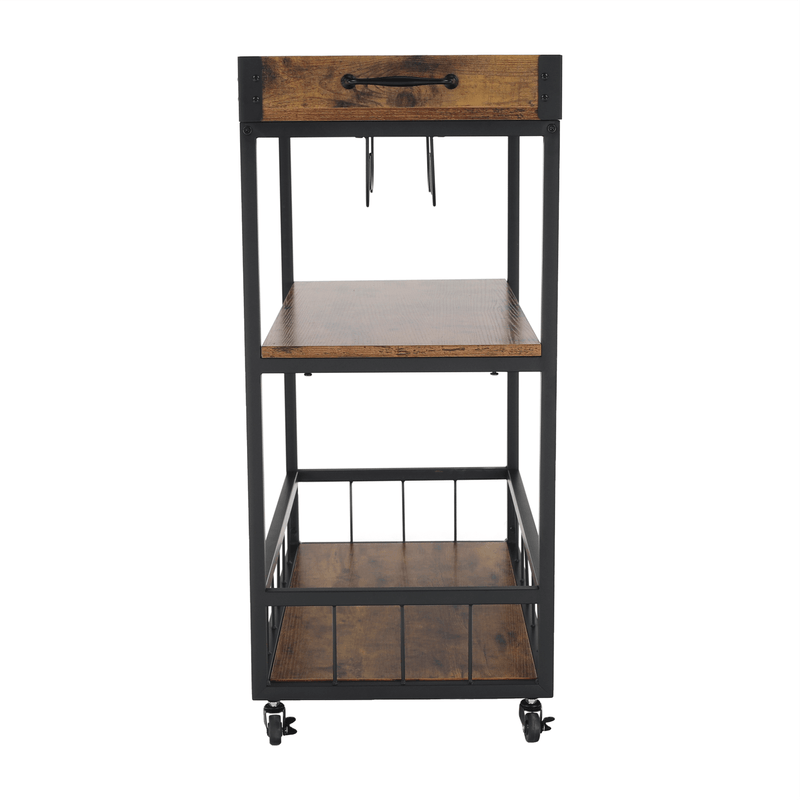 Casa si Gradina - Mobilier - Comode si corpuri - Corpuri bucatarie - Carucior de servire, stejar smoke / negru, SILVIUS - Infinity.ro