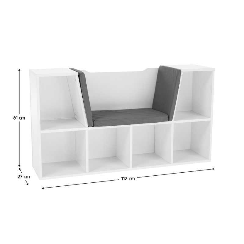 Casa si Gradina - Mobilier - Mobilier copii - Mobilier camera copiilor - Biblioteca pentru copii cu scaune, alb/gri, FERIA - Infinity.ro
