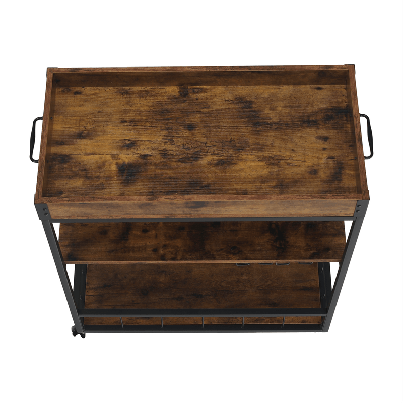 Casa si Gradina - Mobilier - Comode si corpuri - Corpuri bucatarie - Carucior de servire, stejar smoke / negru, SILVIUS - Infinity.ro