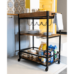Casa si Gradina - Mobilier - Comode si corpuri - Corpuri bucatarie - Carucior de servire, stejar smoke / negru, SILVIUS - Infinity.ro