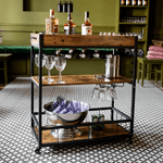 Casa si Gradina - Mobilier - Comode si corpuri - Corpuri bucatarie - Carucior de servire, stejar smoke / negru, SILVIUS - Infinity.ro