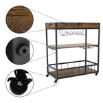 Casa si Gradina - Mobilier - Comode si corpuri - Corpuri bucatarie - Carucior de servire, stejar smoke / negru, SILVIUS - Infinity.ro