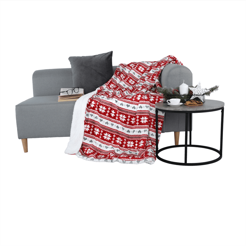 Casa si Gradina - Textile si covoare - Pături și cuverturi - Pături - Patura cu doua fete imitatie miel, model de iarna, 150x200, SAMANTE - Infinity.ro