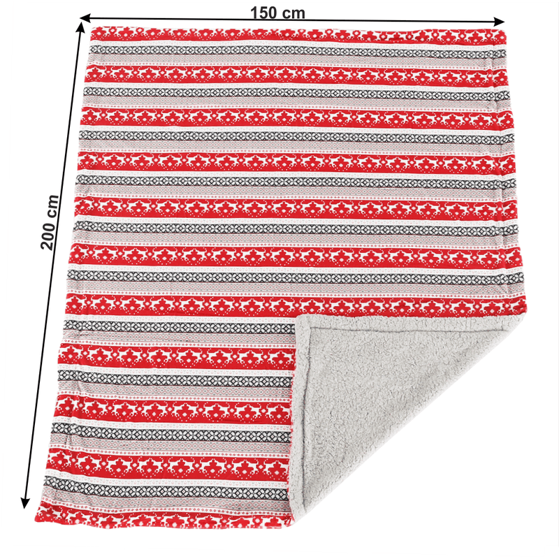 Casa si Gradina - Textile si covoare - Pături și cuverturi - Pături - Patura cu doua fete imitatie miel, motiv iarna, 150x200, RENIFE - Infinity.ro