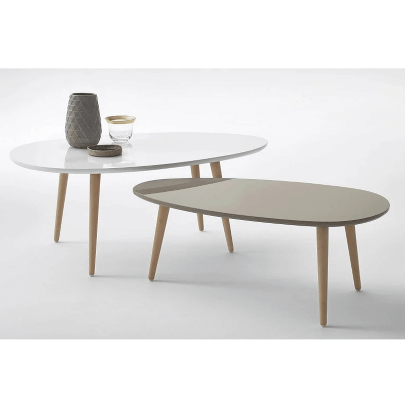Casa si Gradina - Mobilier - Mese si birouri - Masute de cafea - Set 2 masute de cafea, alb/gri, DOBLO - Infinity.ro