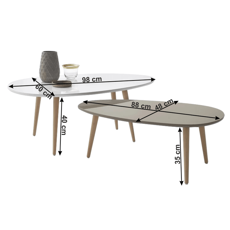 Casa si Gradina - Mobilier - Mese si birouri - Masute de cafea - Set 2 masute de cafea, alb/gri, DOBLO - Infinity.ro