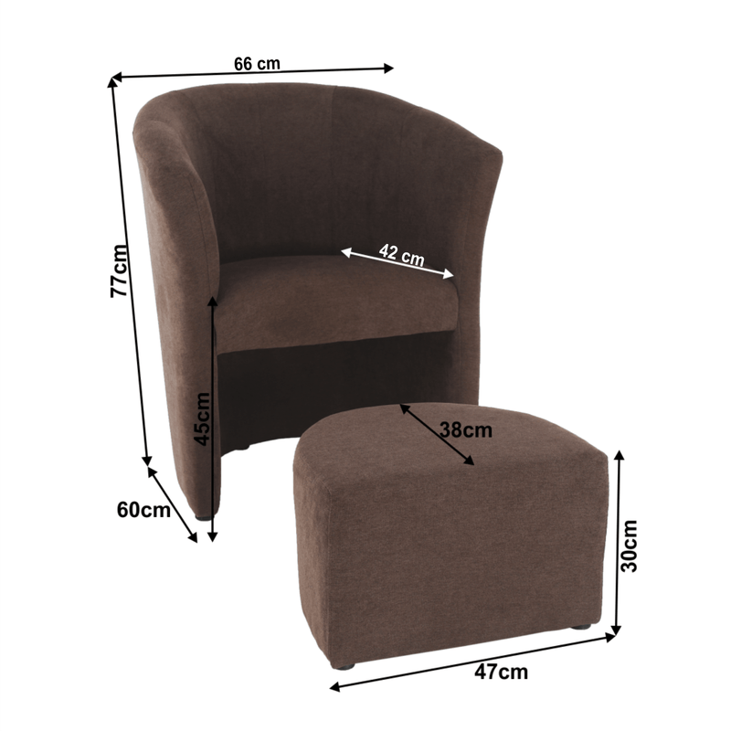 Casa si Gradina - Mobilier - Scaune si fotolii - Fotolii - Fotoliu de club cu taburet, maro, ROSE - Infinity.ro