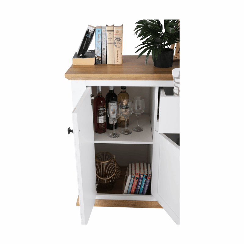 Casa si Gradina - Mobilier - Comode si corpuri - Comode - Scrin MZ9, alb / stejar grand, LEON - Infinity.ro