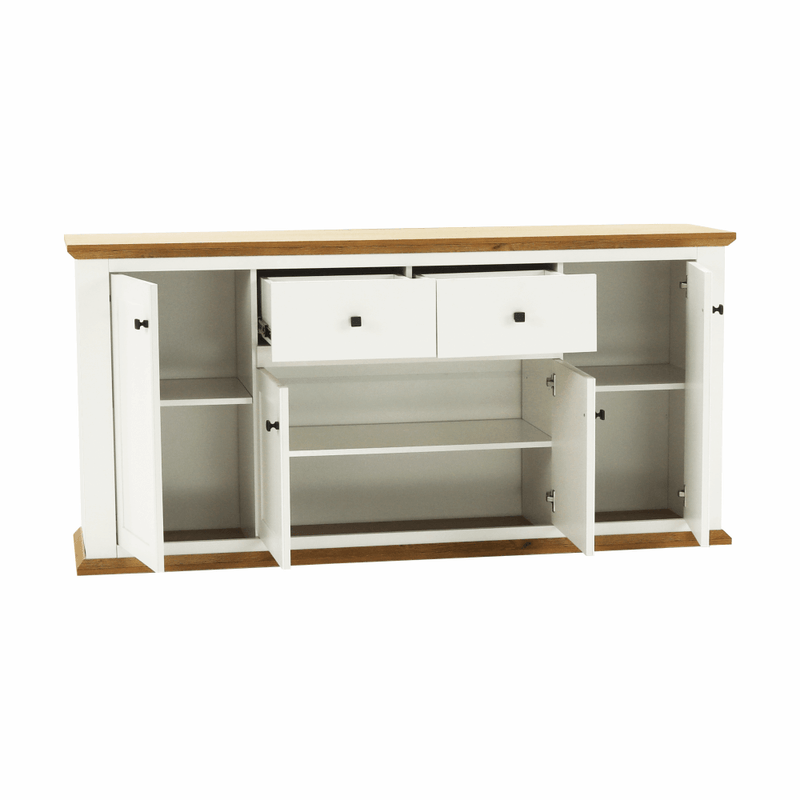 Casa si Gradina - Mobilier - Comode si corpuri - Comode - Scrin MZ9, alb / stejar grand, LEON - Infinity.ro