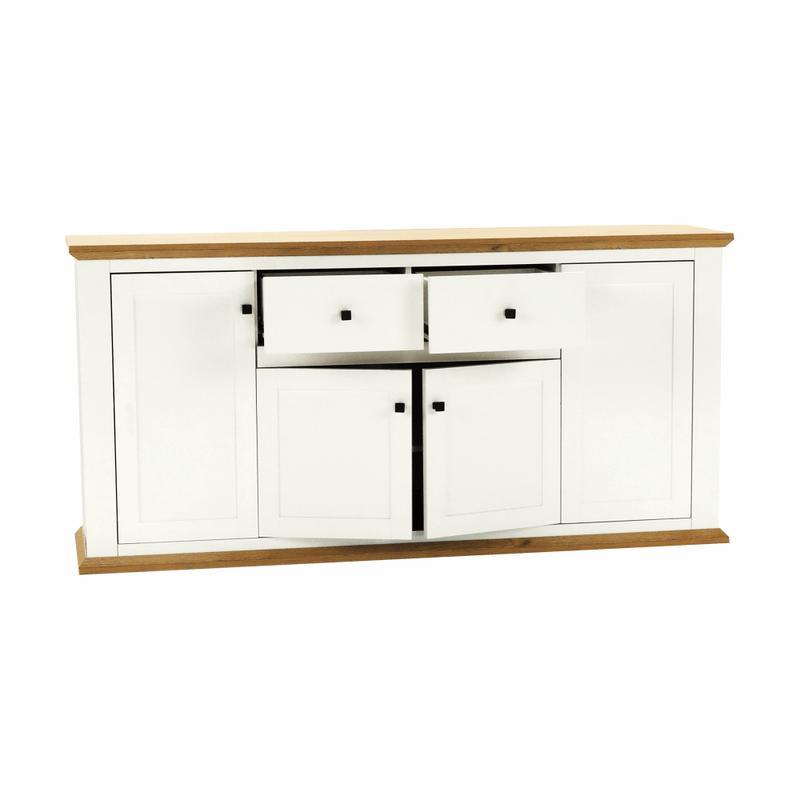 Casa si Gradina - Mobilier - Comode si corpuri - Comode - Scrin MZ9, alb / stejar grand, LEON - Infinity.ro