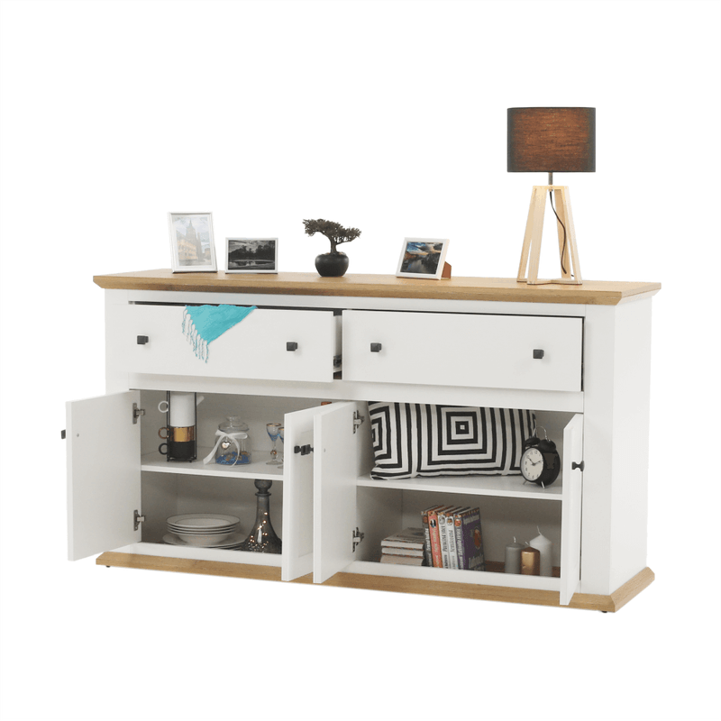 Casa si Gradina - Mobilier - Comode si corpuri - Comode - Scrin MZ10, alb / stejar grand, LEON - Infinity.ro