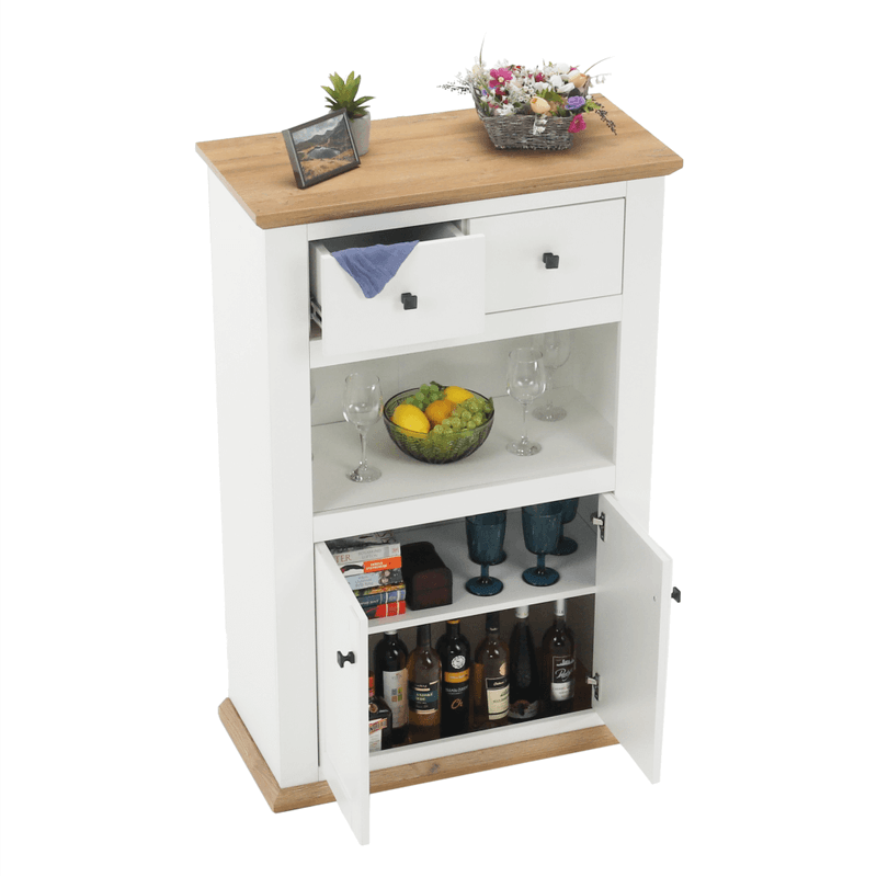 Casa si Gradina - Mobilier - Comode si corpuri - Comode - Scrin de bar MZ8, alb / stejar grand, LEON - Infinity.ro