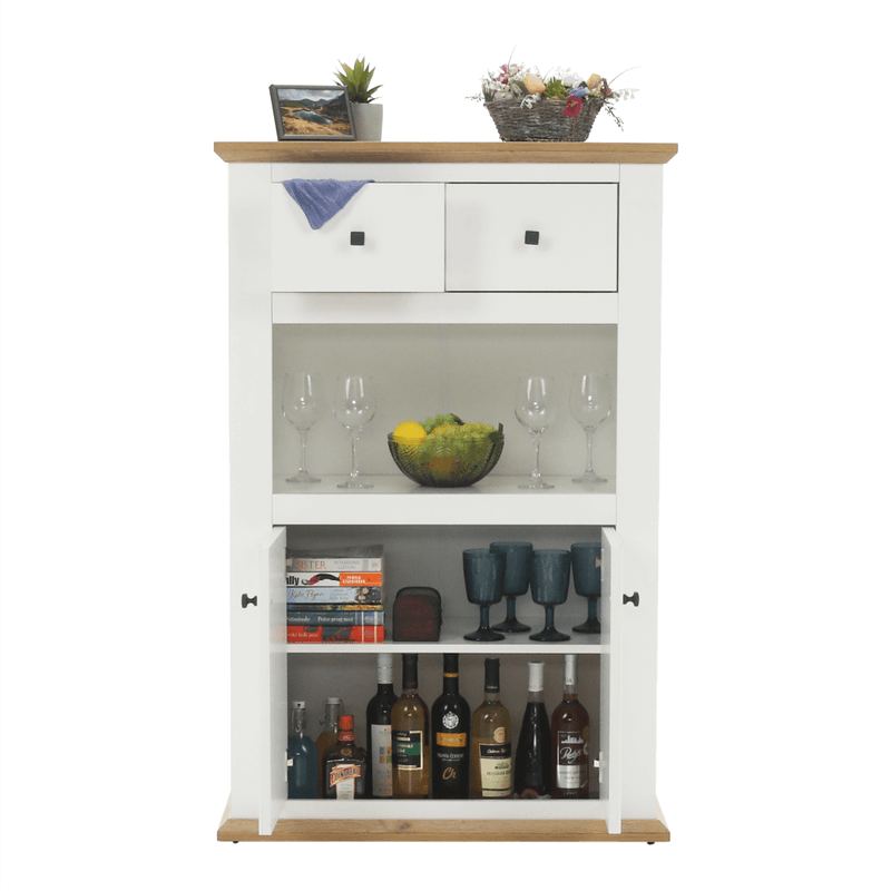 Casa si Gradina - Mobilier - Comode si corpuri - Comode - Scrin de bar MZ8, alb / stejar grand, LEON - Infinity.ro