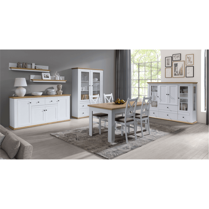 Casa si Gradina - Mobilier - Comode si corpuri - Comode - Scrin MZ10, alb / stejar grand, LEON - Infinity.ro