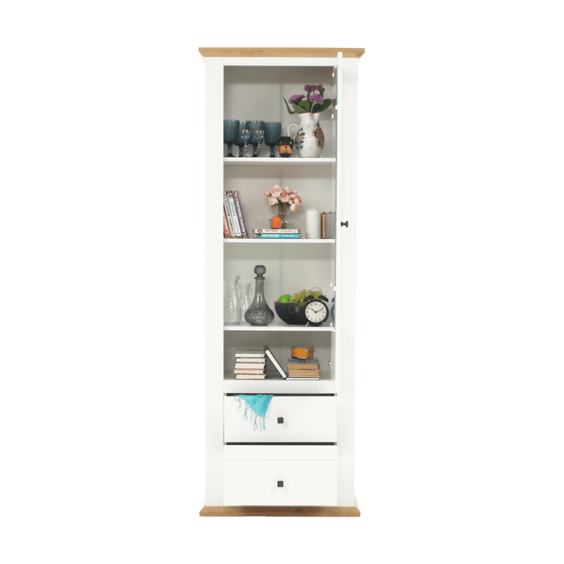 Casa si Gradina - Mobilier - Dulapuri si sifoniere - Dulapuri - Vitrina MZ4, alb / stejar grand, LEON - Infinity.ro