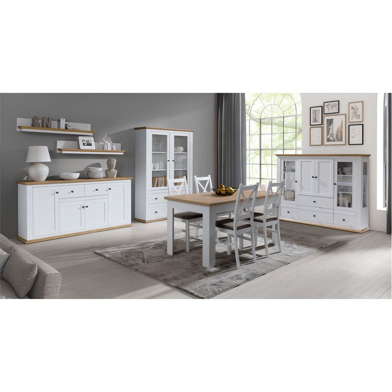 Casa si Gradina - Mobilier - Dulapuri si sifoniere - Dulapuri - Dulap combinat MZ2, alb / stejar grand, LEON - Infinity.ro