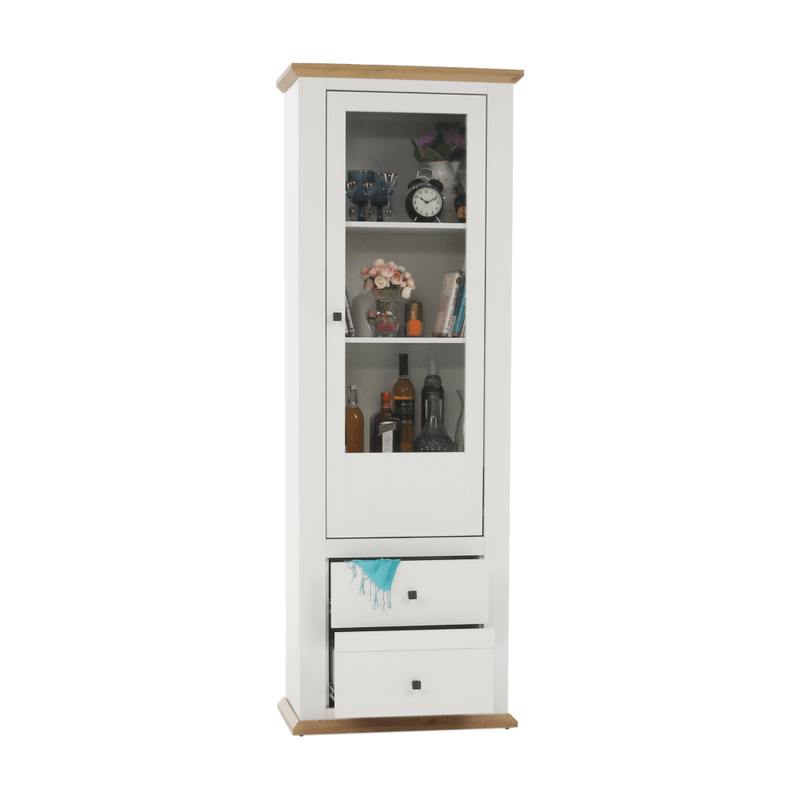 Casa si Gradina - Mobilier - Dulapuri si sifoniere - Dulapuri - Vitrina MZ4, alb / stejar grand, LEON - Infinity.ro