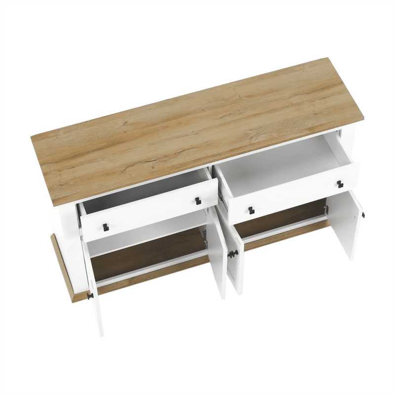 Casa si Gradina - Mobilier - Comode si corpuri - Comode - Scrin MZ10, alb / stejar grand, LEON - Infinity.ro
