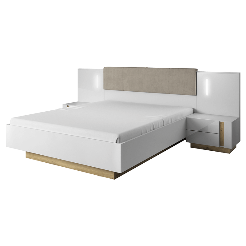 Casa si Gradina - Mobilier - Paturi si accesorii - Paturi - Pat, alb/stejar grandson/luciu alb, City - Infinity.ro