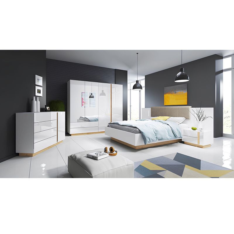 Casa si Gradina - Mobilier - Dulapuri si sifoniere - Dulapuri - Dulap, alb/stejar grandson/luciu alb, CITY - Infinity.ro