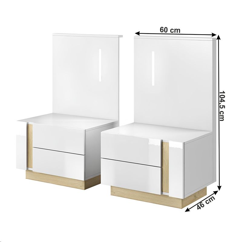 Casa si Gradina - Mobilier - Comode si corpuri - Noptiere - Noptiere, alb/stejar grandson/luciu alb, City - Infinity.ro