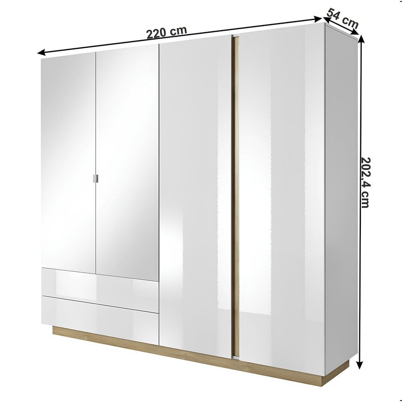 Casa si Gradina - Mobilier - Dulapuri si sifoniere - Dulapuri - Dulap, alb/stejar grandson/luciu alb, CITY - Infinity.ro