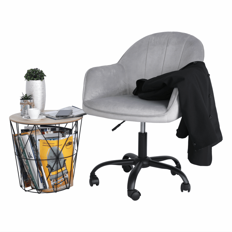 Casa si Gradina - Mobilier - Scaune si fotolii - Scaune - Scaun de birou, material textil din catifea gri deschis / negru, EROL - Infinity.ro