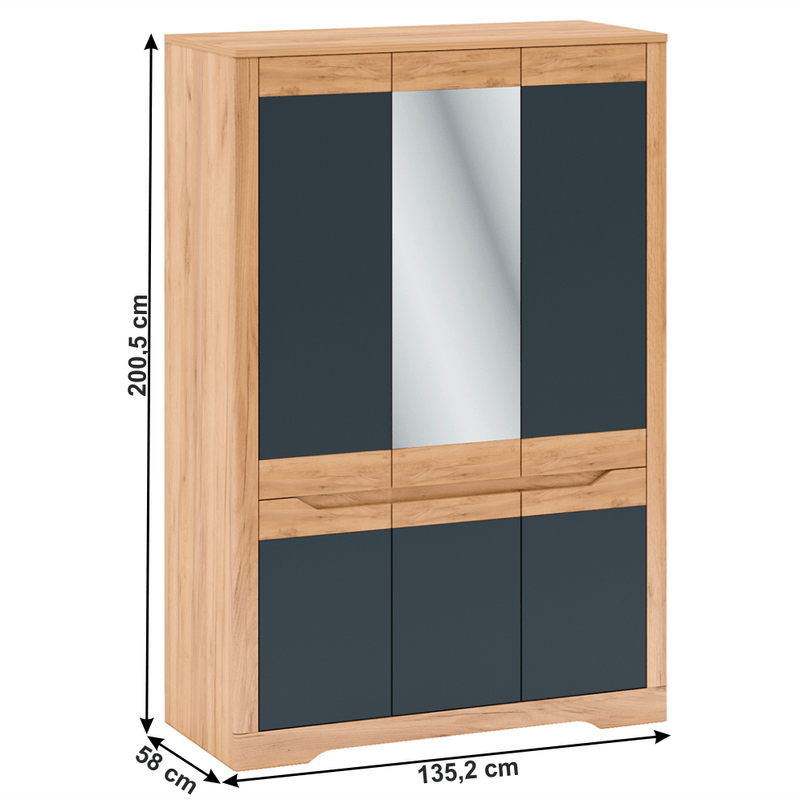 Casa si Gradina - Mobilier - Dulapuri si sifoniere - Dulapuri - Dulap cu spatiu pt. umerase F, gri craft auriu / gri grafit, FIDEL - Infinity.ro