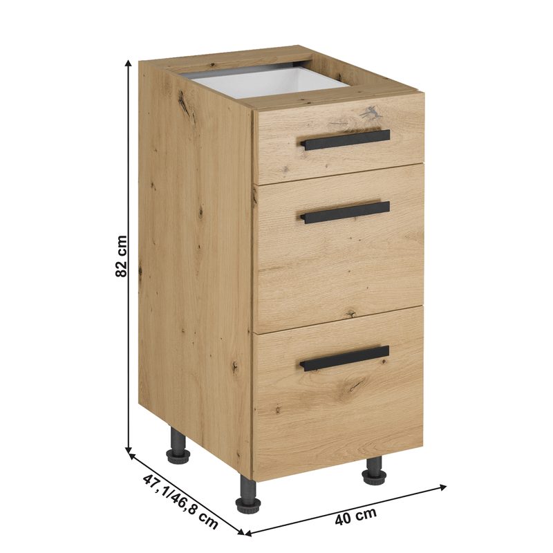 Casa si Gradina - Mobilier - Dulapuri si sifoniere - Dulapuri - Dulap de jos, stejar artizanal, cu maner, LANGEN D40S3 U - Infinity.ro