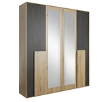 Casa si Gradina - Mobilier - Dulapuri si sifoniere - Dulapuri - Dulap cu oglinda 4D, stejar artizanal/pin norvegian negru, BAFRA - Infinity.ro