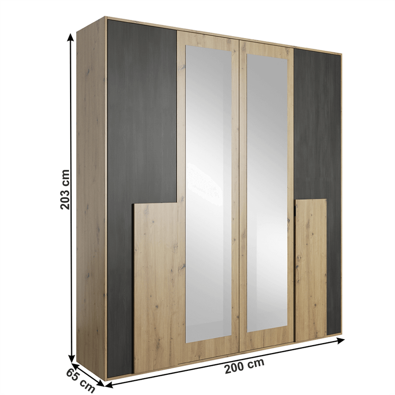 Casa si Gradina - Mobilier - Dulapuri si sifoniere - Dulapuri - Dulap cu oglinda 4D, stejar artizanal/pin norvegian negru, BAFRA - Infinity.ro
