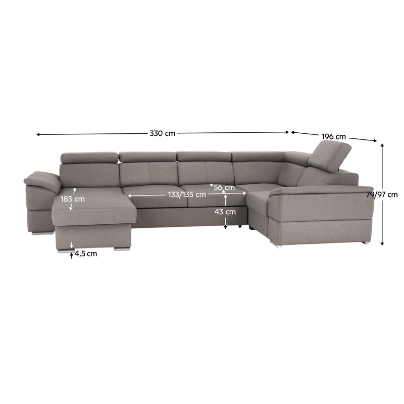 Casa si Gradina - Mobilier - Canapele si coltare - Coltare - Coltar, gri maroniu Taupe, model stanga, SEGORIA ROH U - Infinity.ro