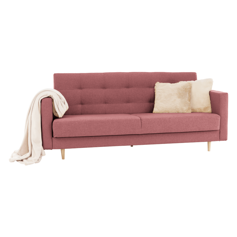 Casa si Gradina - Mobilier - Canapele si coltare - Canapele - Canapea cu 3 locuri tapitat, tesatura gri inchis, AMEDIA, roz - Infinity.ro