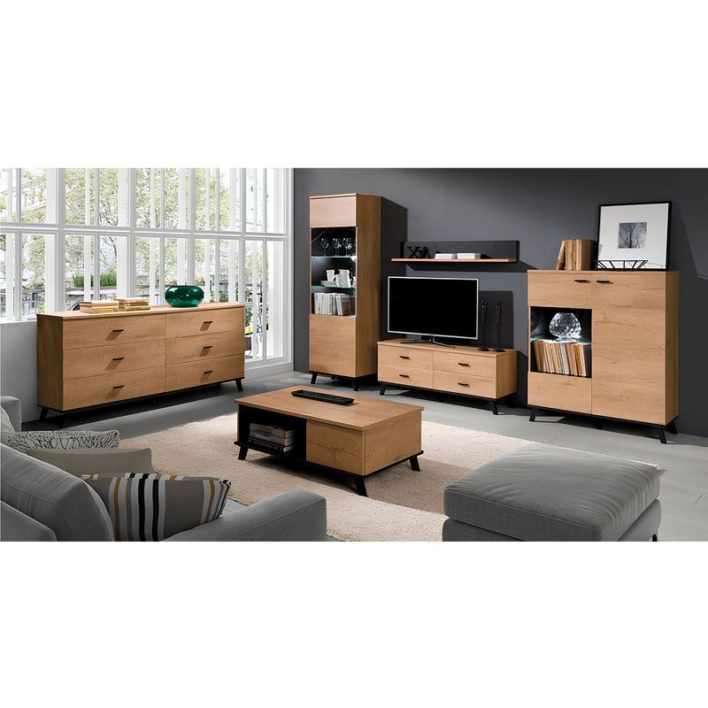 Casa si Gradina - Mobilier - Comode si corpuri - Comode - Scrin, stejar lefkas/negru, SIRAN TYP 4 - Infinity.ro