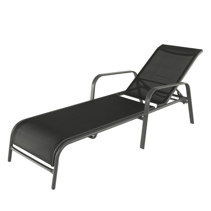 Casa si Gradina - Gradina si terasa - Mobilier exterior - Scaune si sezlonguri gradina - Stivuibil sezlong de gradina reglabil, negru/gri, ATREO - Infinity.ro