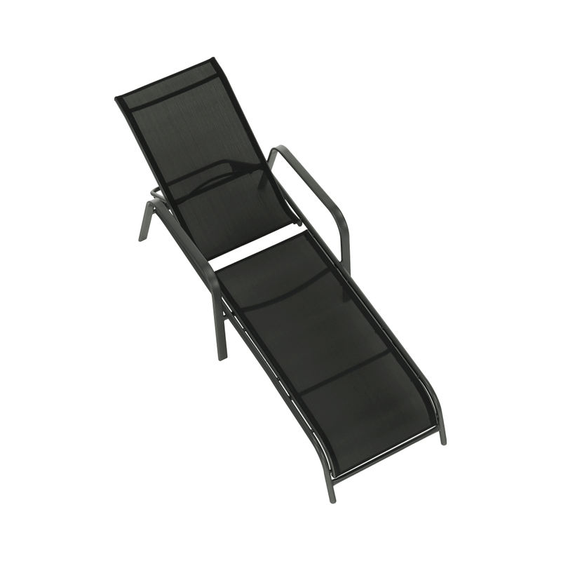 Casa si Gradina - Gradina si terasa - Mobilier exterior - Scaune si sezlonguri gradina - Stivuibil sezlong de gradina reglabil, negru/gri, ATREO - Infinity.ro